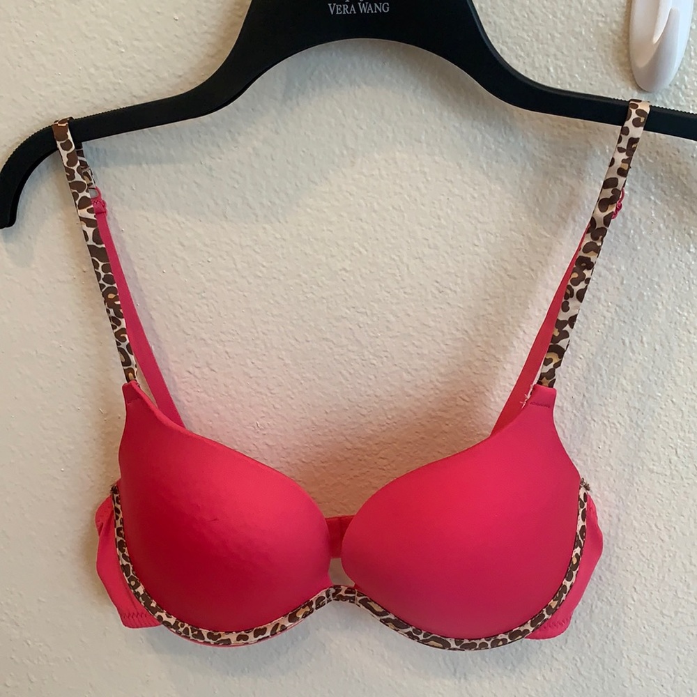 Low Cut Pink Satin Bra